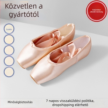 Pointe cipők, fűzővel, selyem felsőrész, tehénbőr talppal, lélegző