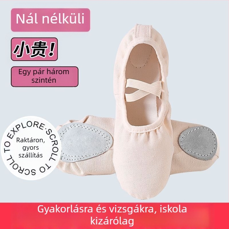 Balettcipők, vászon felsőrész, kompozit talp, lélegző, könnyű