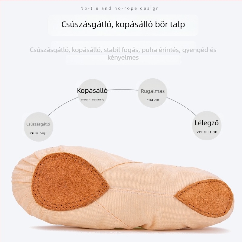 Gyermekeknek szánt vászon balettcipő, uniszex, fűzővel, balethez, modern és latin táncokhoz