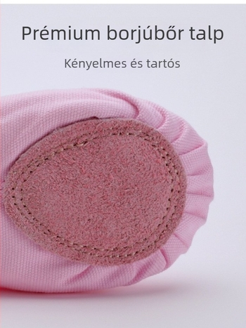Gyerekeknek szóló balettcipő lányoknak — vászon felsőrész, bőr talp, lélegző, könnyű, kopásálló