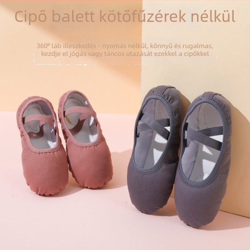 Gyerekeknek szóló balettcipő, puha talp, bőr talp, pamut felsőrész, Yichen márka