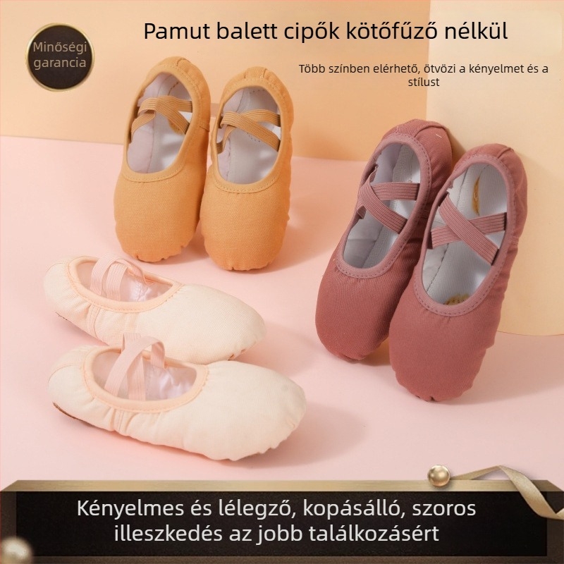 Gyerekeknek szóló balettcipő, puha talp, bőr talp, pamut felsőrész, Yichen márka