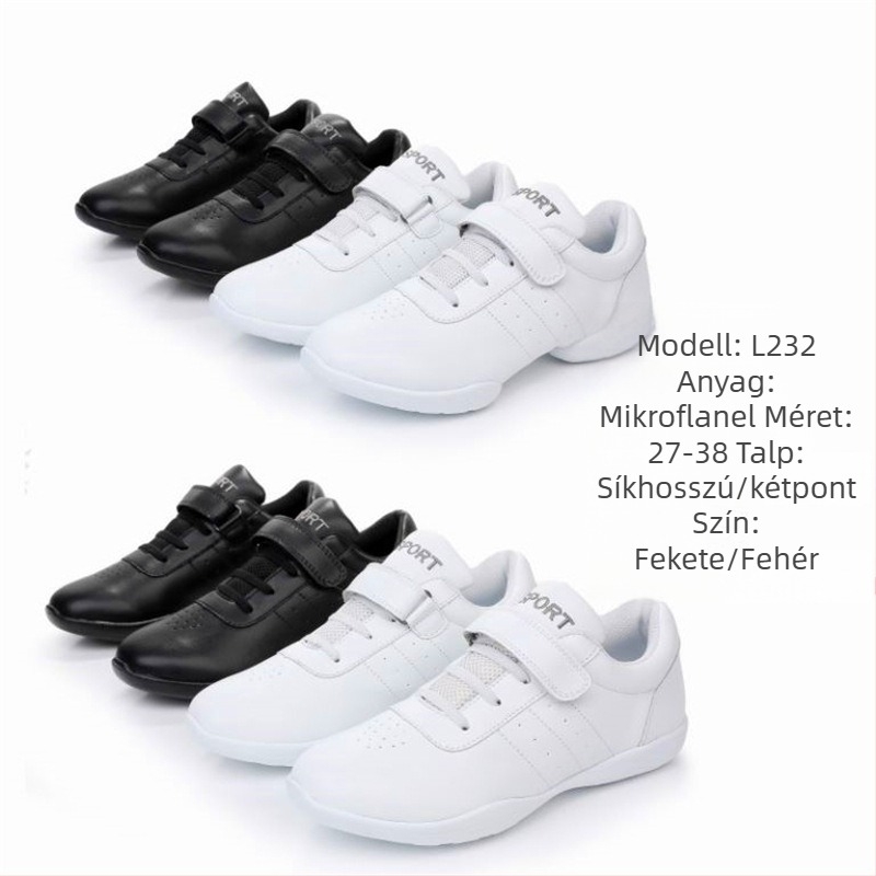 Gyermekeknek szóló tánccipő, uniszex, műbőr felsőrész, gumitalp