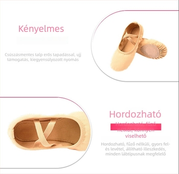Tánc cipő vászon felsőrésszel és bőr talppal balett, modern tánc és latin tánc számára - lélegző, könnyű