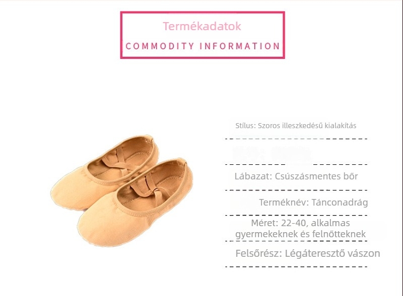 Tánc cipő vászon felsőrésszel és bőr talppal balett, modern tánc és latin tánc számára - lélegző, könnyű