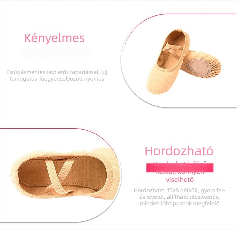 Tánc cipő vászon felsőrésszel és bőr talppal balett, modern tánc és latin tánc számára - lélegző, könnyű