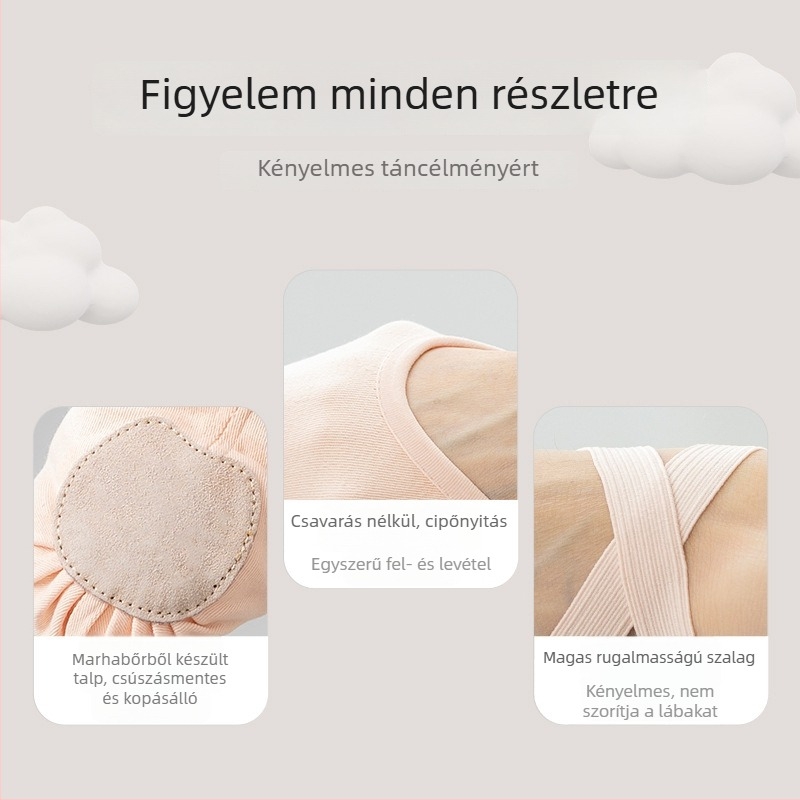 Gyerekeknek szóló Macska Mancs Balettcipő - puha bőr talp, lélegző, kopásálló és rendkívül rugalmas edzéshez