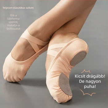Balett tánc cipők nőknek és lányoknak, rugalmas anyag, kötőfűző nélkül, puha talp, macska mancsa alakú dizájn