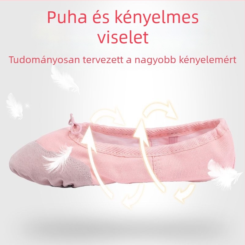 Tánc cipő edzéshez – gumitalpú, bőr ujj-talp, macska karma mintázat, nőknek, balett/modern tánc