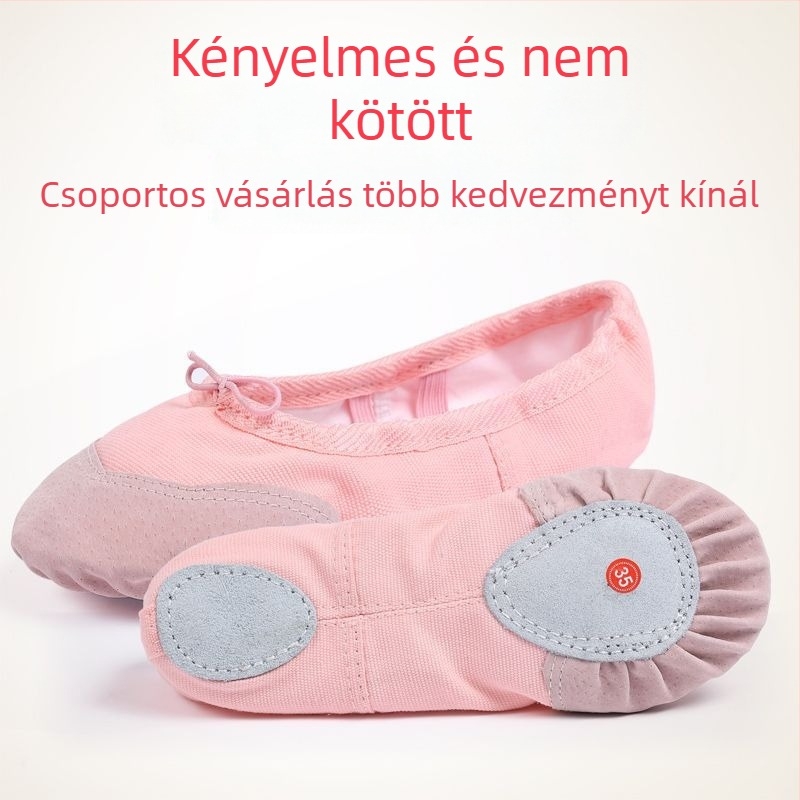 Tánc cipő edzéshez – gumitalpú, bőr ujj-talp, macska karma mintázat, nőknek, balett/modern tánc