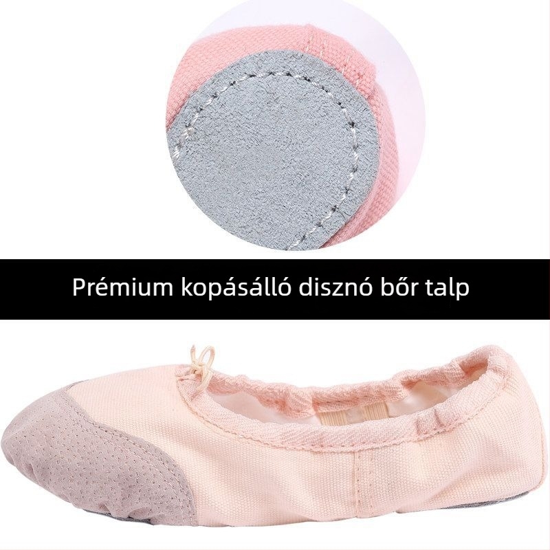 Tánc cipő edzéshez – gumitalpú, bőr ujj-talp, macska karma mintázat, nőknek, balett/modern tánc