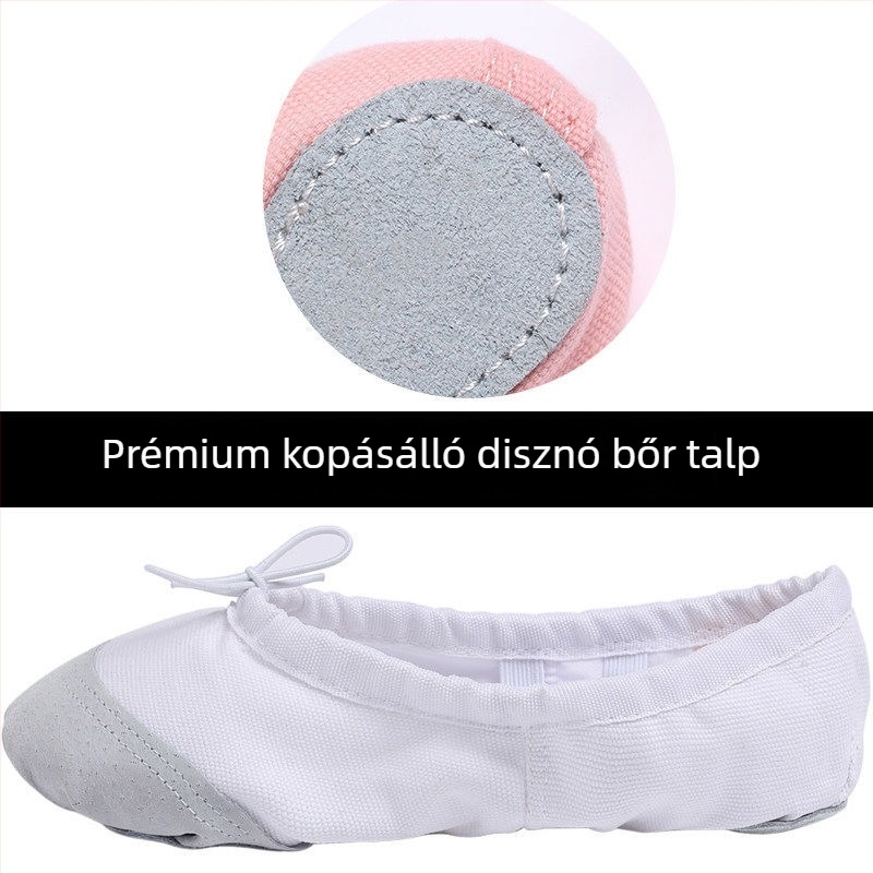 Tánc cipő edzéshez – gumitalpú, bőr ujj-talp, macska karma mintázat, nőknek, balett/modern tánc