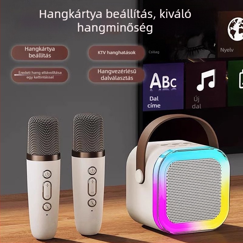 K12 Vezeték nélküli Bluetooth karaoke rendszer mikrofon és hangszóró, gyerekeknek – mindent egyben