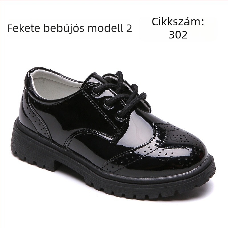 Fekete gyerekcipő fiúknak puha talppal, előadásokhoz és tánchoz, általános iskolásoknak, tavasz-őszre