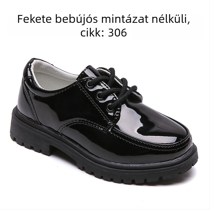 Fekete gyerekcipő fiúknak puha talppal, előadásokhoz és tánchoz, általános iskolásoknak, tavasz-őszre