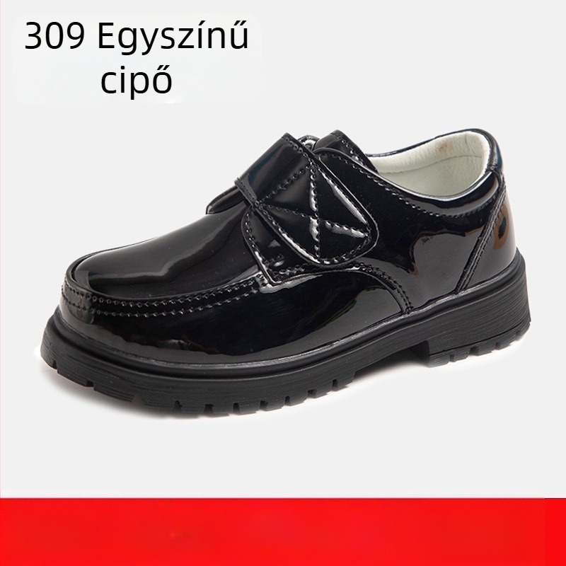Fekete gyerekcipő fiúknak puha talppal, előadásokhoz és tánchoz, általános iskolásoknak, tavasz-őszre