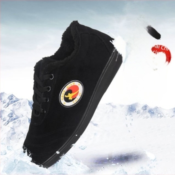 Uniszex beltéri fitnesz cipő téli használatra, alacsony felső rész, vastag plüss bélés, textil felsőrész, TPR talp