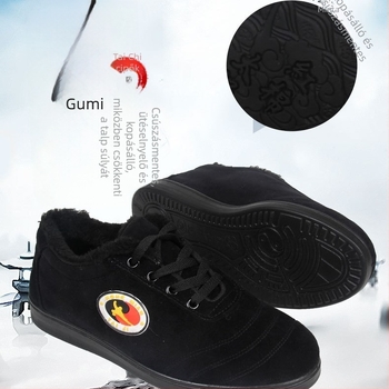 Uniszex beltéri fitnesz cipő téli használatra, alacsony felső rész, vastag plüss bélés, textil felsőrész, TPR talp