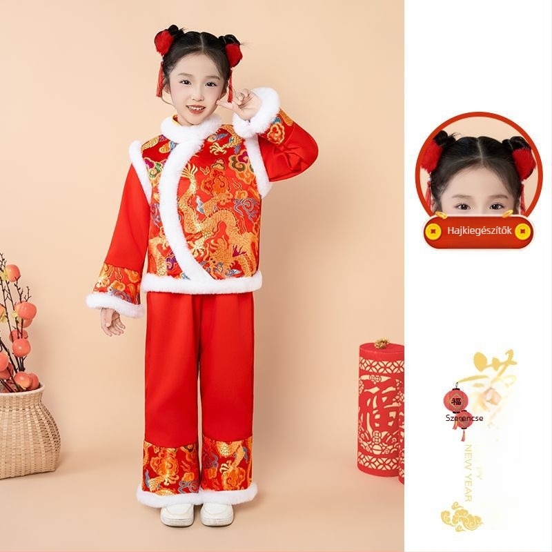 Gyermekeknek színházi jelmez, koreai stílusú, bolyhos corduroy anyag nyúl szőrrel díszítve, téli modell 0–1 évesek számára