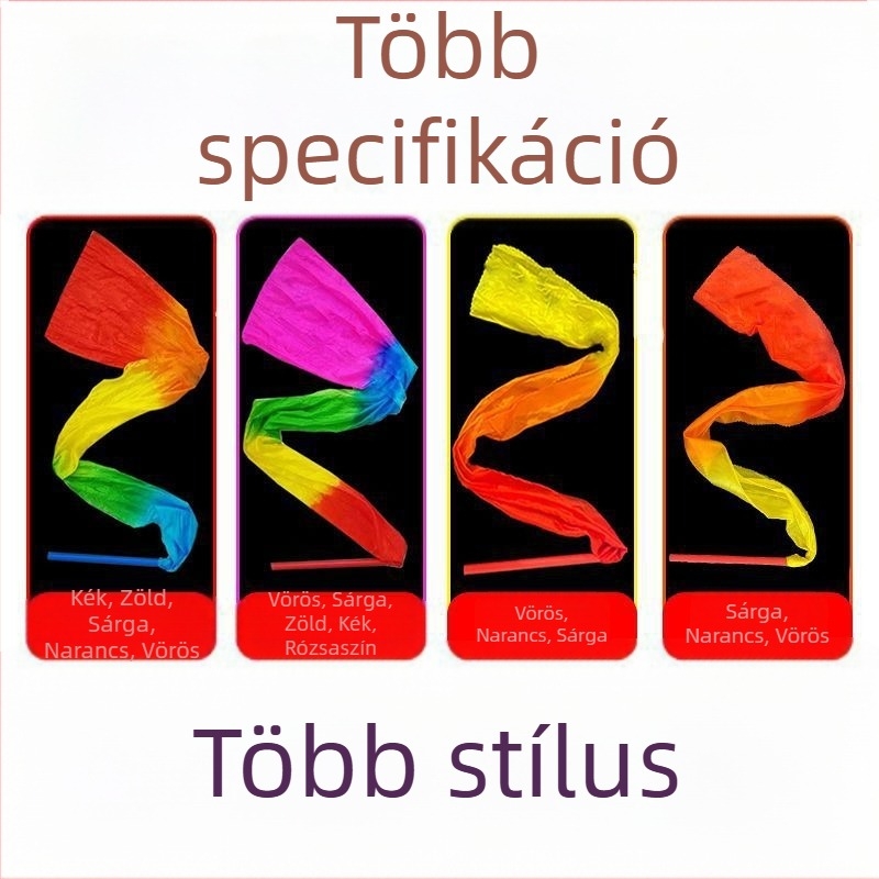 Tánc rekvizit pálcákkal és szatén szalaggal, kézzel festett, kültéren használható, modell DR-652