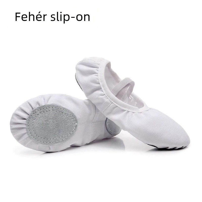 Balett tánccipő - vászon felsőrész, bőr talp, légáteresztő, könnyű, uniszex, gyerekeknek