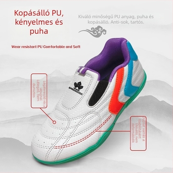 Taekwondo edzőcipő - könnyű, csúszásmentes, lélegző, izzadtságot felszívó, kopásálló; felsőrész PU, talp természetes gumi