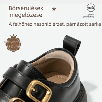 Gyermekeknek készült hercegnő-stílusú bőrcipő lányoknak – Velcro-zárás, felsőrész első réteg bőrből, belső talp természetes bőrből, gumitalp, alacsony profil