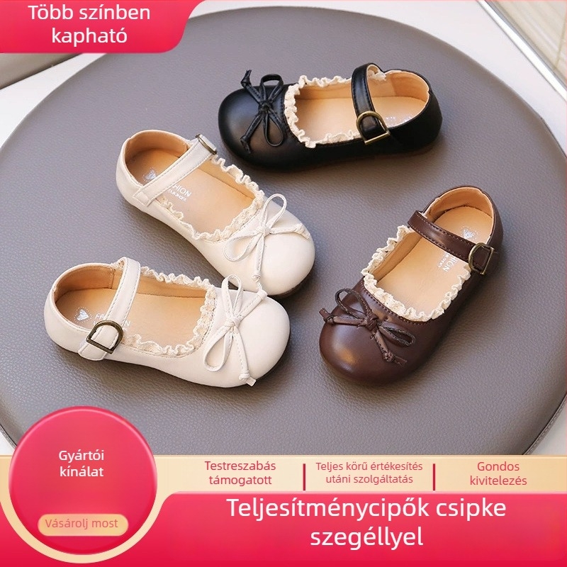 Imi Monkey Lányos balerina cipő masnival, PU bőr, 2025 tavasz–ősz, mindennapi és sokoldalú