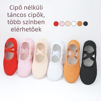 Gyermekek táncos cipői, fűző nélküli, vászon felső, bőr talp, balett, modern tánc és latin tánc
