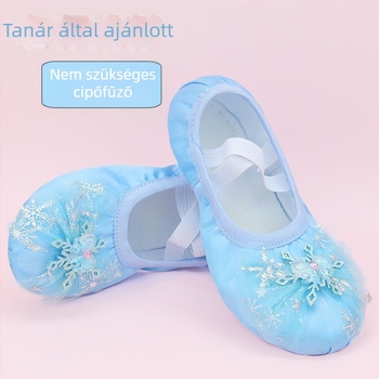 Balettcipők – Szövet felsőrész, hercegnő-stílus, gyakorláshoz, puha talpú, lányoknak 1–16 évesek
