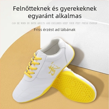 Uniszex beltéri edzőcipők küzdősportokra – valódi bőr felsőrész, lélegző hálós belső, alacsony felső rész, gumitalp, csúszásmentes