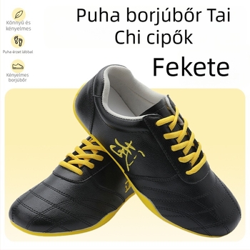 Uniszex beltéri edzőcipők küzdősportokra – valódi bőr felsőrész, lélegző hálós belső, alacsony felső rész, gumitalp, csúszásmentes