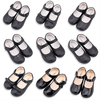 Iskolai cipő lányoknak – Velcro-zárás, két rétegű marha bőrből készült felsőrész, természetes bőr talpbetét, gumitalp, egész éves viselet