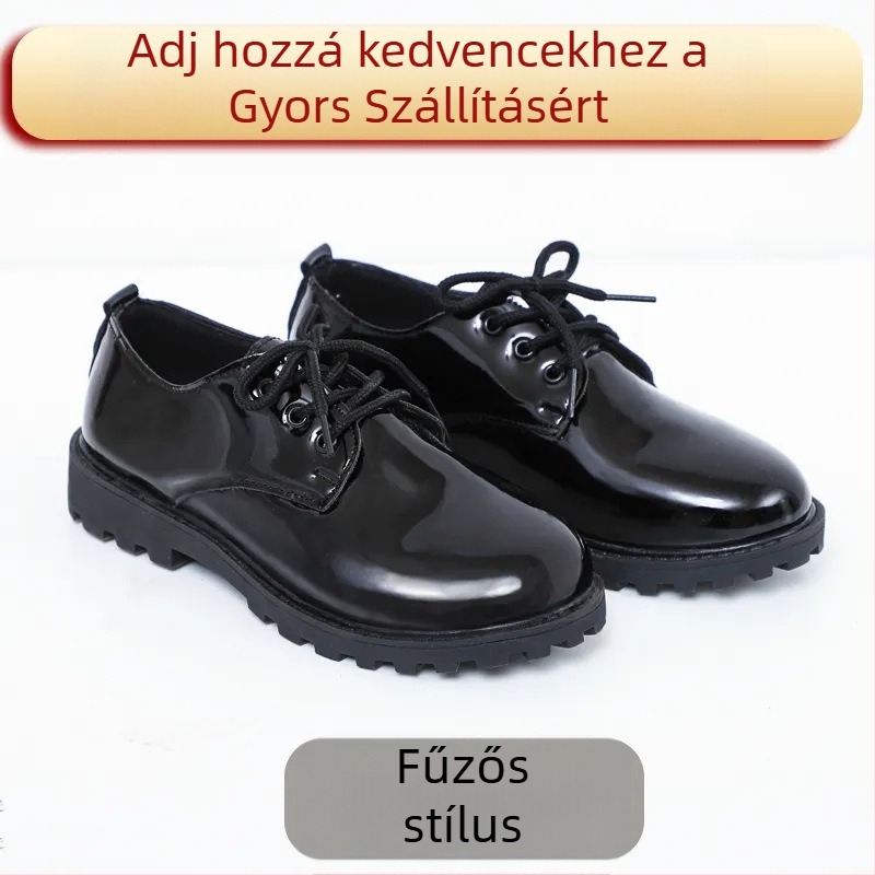 Fiúknak szóló bőrcipők, brit stílus, Velcro-zár, egész éves használat, 4–16 éveseknek, lélegzőek, csúszásmentes