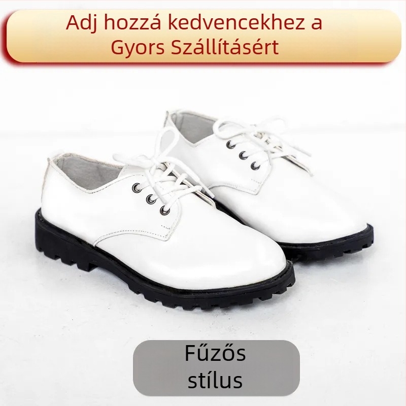 Fiúknak szóló bőrcipők, brit stílus, Velcro-zár, egész éves használat, 4–16 éveseknek, lélegzőek, csúszásmentes