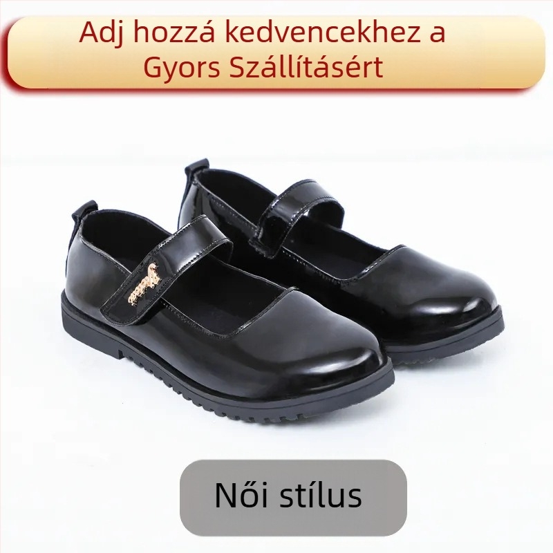 Fiúknak szóló bőrcipők, brit stílus, Velcro-zár, egész éves használat, 4–16 éveseknek, lélegzőek, csúszásmentes