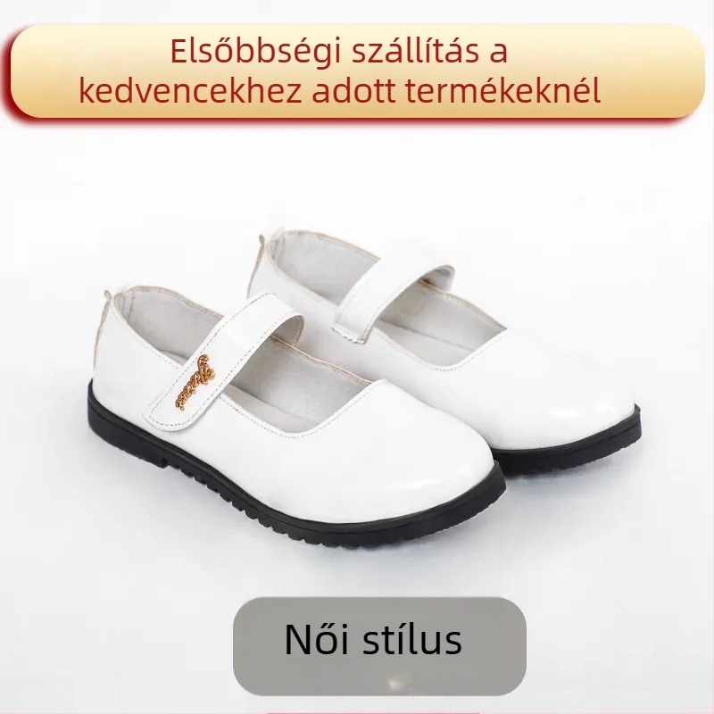 Fiúknak szóló bőrcipők, brit stílus, Velcro-zár, egész éves használat, 4–16 éveseknek, lélegzőek, csúszásmentes