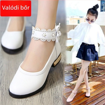 Lányoknak szóló bőr cipő — első osztályú marhabőr felsőrész, alacsony felső rész, belső műbőr, talp: marha ín, lélegző, csúszásmentes, kopásálló