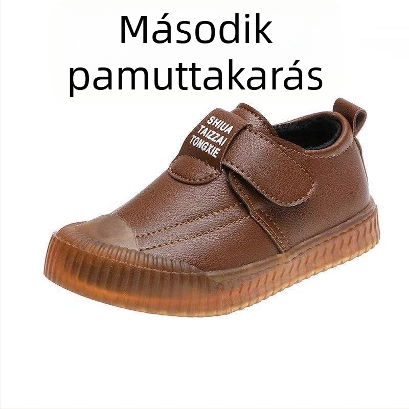 Fiúknak készült magas szárú cipő mikroszálas felsőrésszel, Velcro-zárás, PVC talp, téli használatra