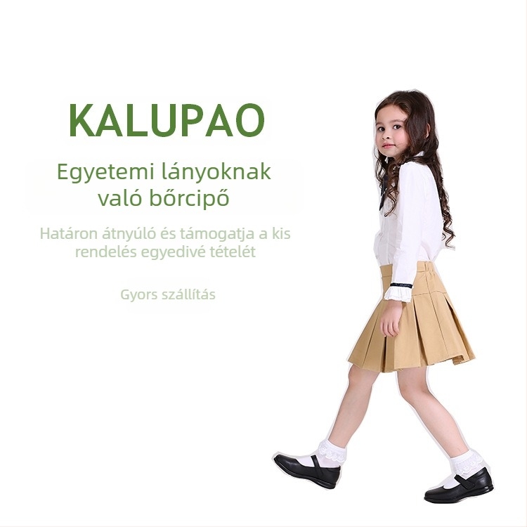 Mary Jane gyerekcipő lányoknak - Felsőrész: marhabőr, Velcro-zárás, TPR talp, Egyszínű modell