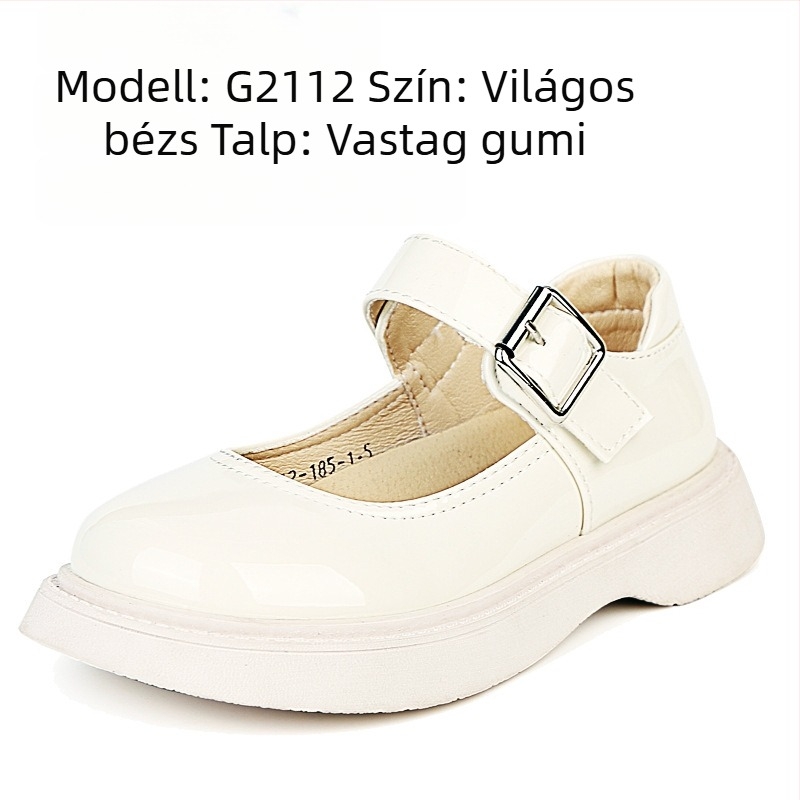 Lányoknak készült szintetikus bőrből készült gyerekcipő Velcro záródással, könnyű, csúszásmentes talppal, hercegnő-stílus