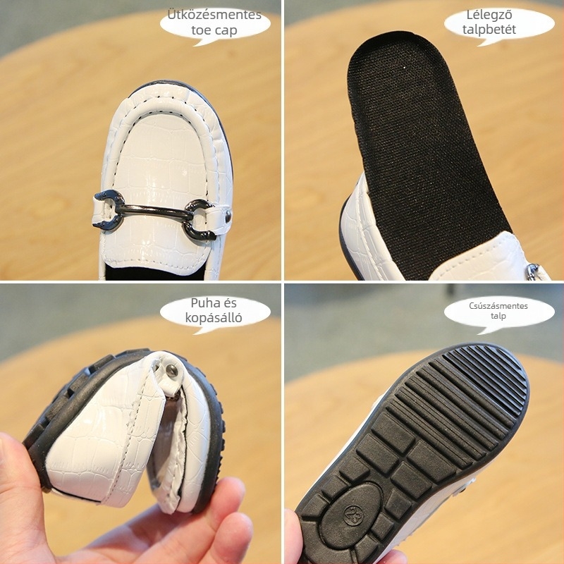 Gyerekeknek szóló slip-on bőrlábbelik, uniszex, alacsony felsőrésszel, lélegző hálós belsővel, TPR talppal, tavaszra és őszre