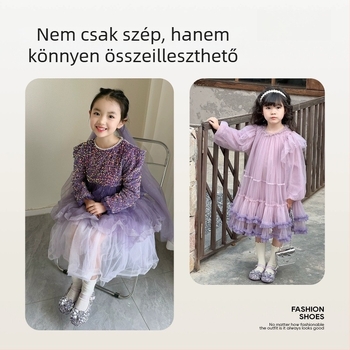 Lányoknak szóló hercegnőcipők — alacsony felső rész, Velcro zárás, gumitalp, belső műbőr, felső anyag: szuper rost