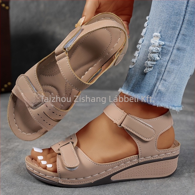 Női római szandál Velcro zárással (Felső rész: szuper rost; Talp: kompozit; Belső: PU; Ujj forma: kör)