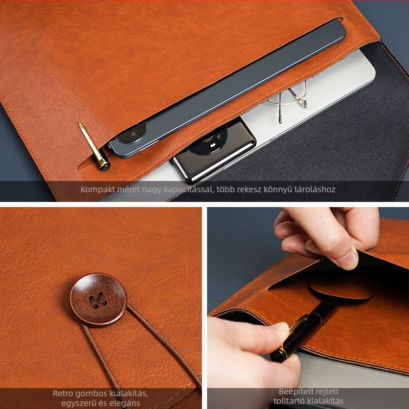 Mesterséges bőrből készült irattáska, kötés típusú fogantyúval, négyzetes alak, nagy kapacitás