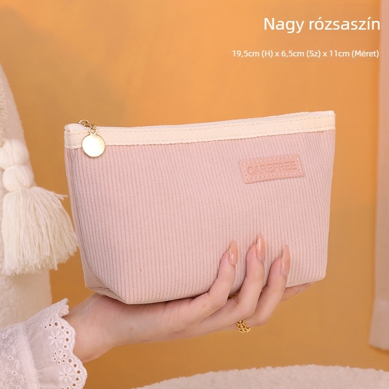 Corduroy anyagú kocka alakú sminktáska, ultra könnyű, modell 8074