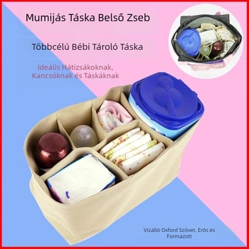 Mama táska belső rekeszekkel, üvegtartóval, összecsukható, vízálló Oxford anyag