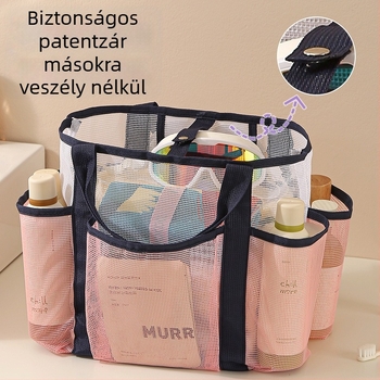 Úszótáska nagy kapacitású, több rekesz, kézben tartható, összecsukható, hálós leeresztő nyílású