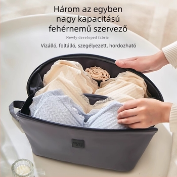 Utazási fehérnemű szervező táska, poliészter, kézben hordható stílus, többfunkciós, fehérneműk, kozmetikumok és higiéniai kellékek tárolására
