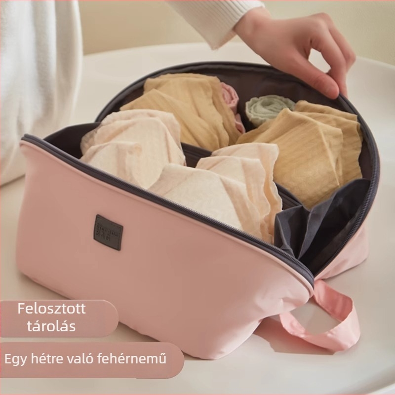 Utazási fehérnemű szervező táska, poliészter, kézben hordható stílus, többfunkciós, fehérneműk, kozmetikumok és higiéniai kellékek tárolására